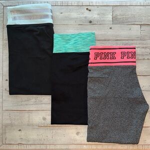 Victoria’s Secret PINK yoga cropped legging bundle of 3 women’s small black/gray